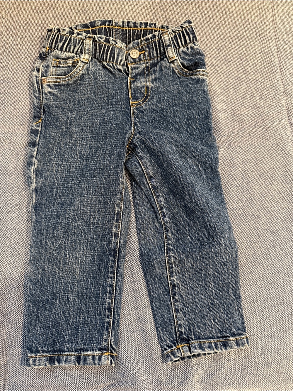 Elastic Paper Bag Waist Kids Denim Jeans - Blue